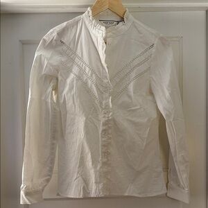 NAF NAF Cream Blouse with Lace Trim